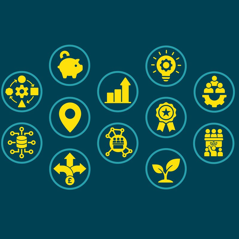 A set of icons depicting areas of local government